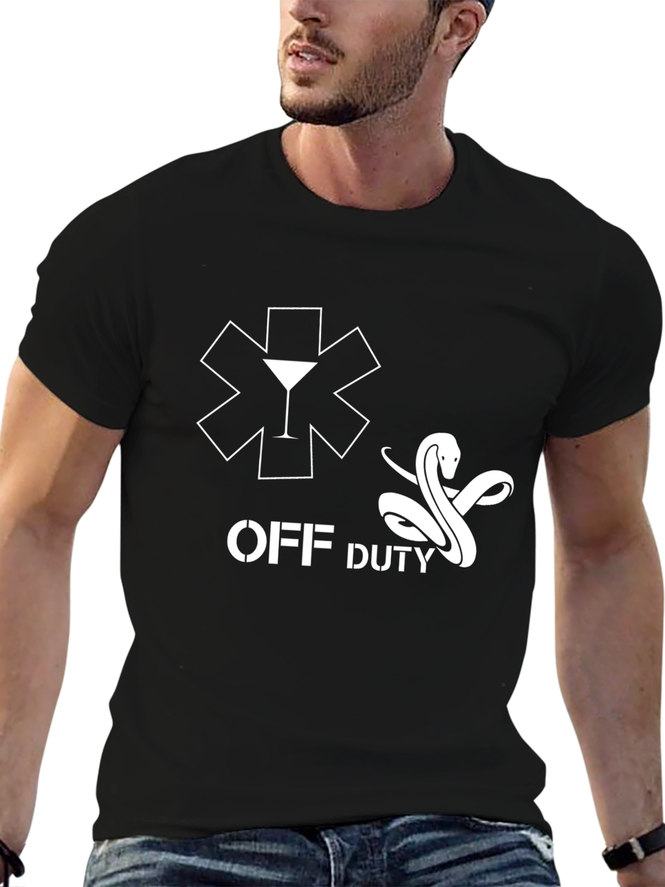 Off Duty EMT Snake & Martini Black T-Shirt