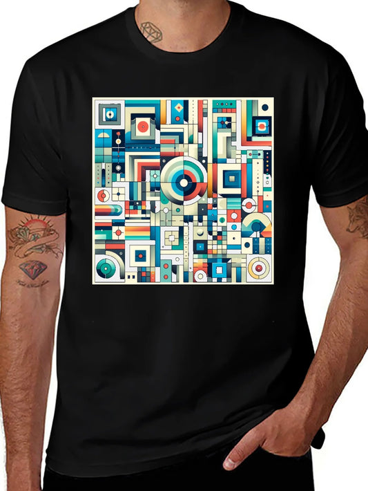 Geometric Abstract Print Black T-Shirt