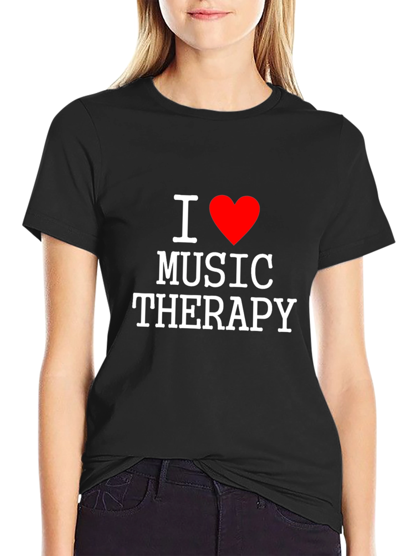 I Love Music Therapy T-Shirt - Black Cotton Tee