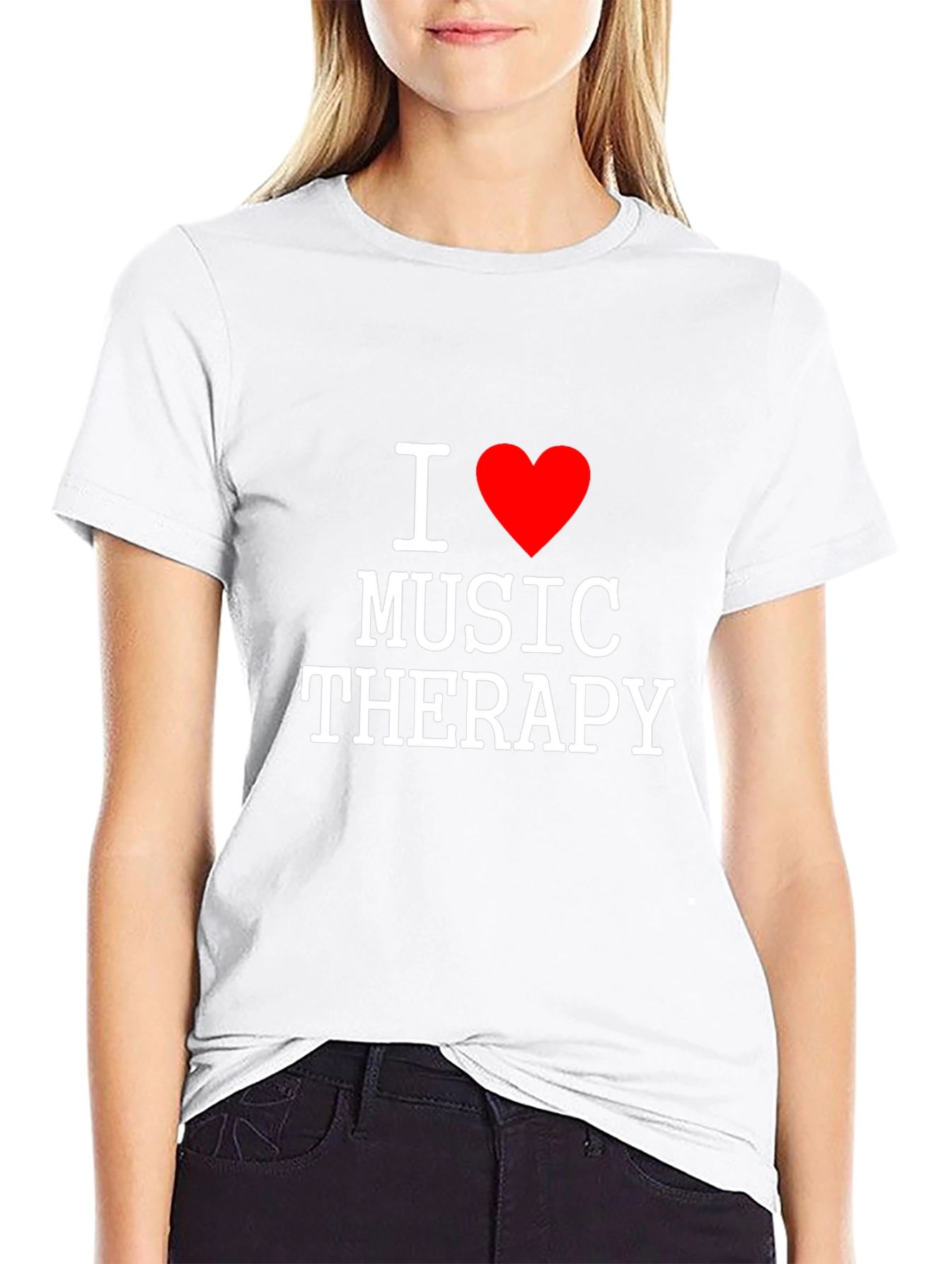 I Love Music Therapy T-Shirt - Black Cotton Tee