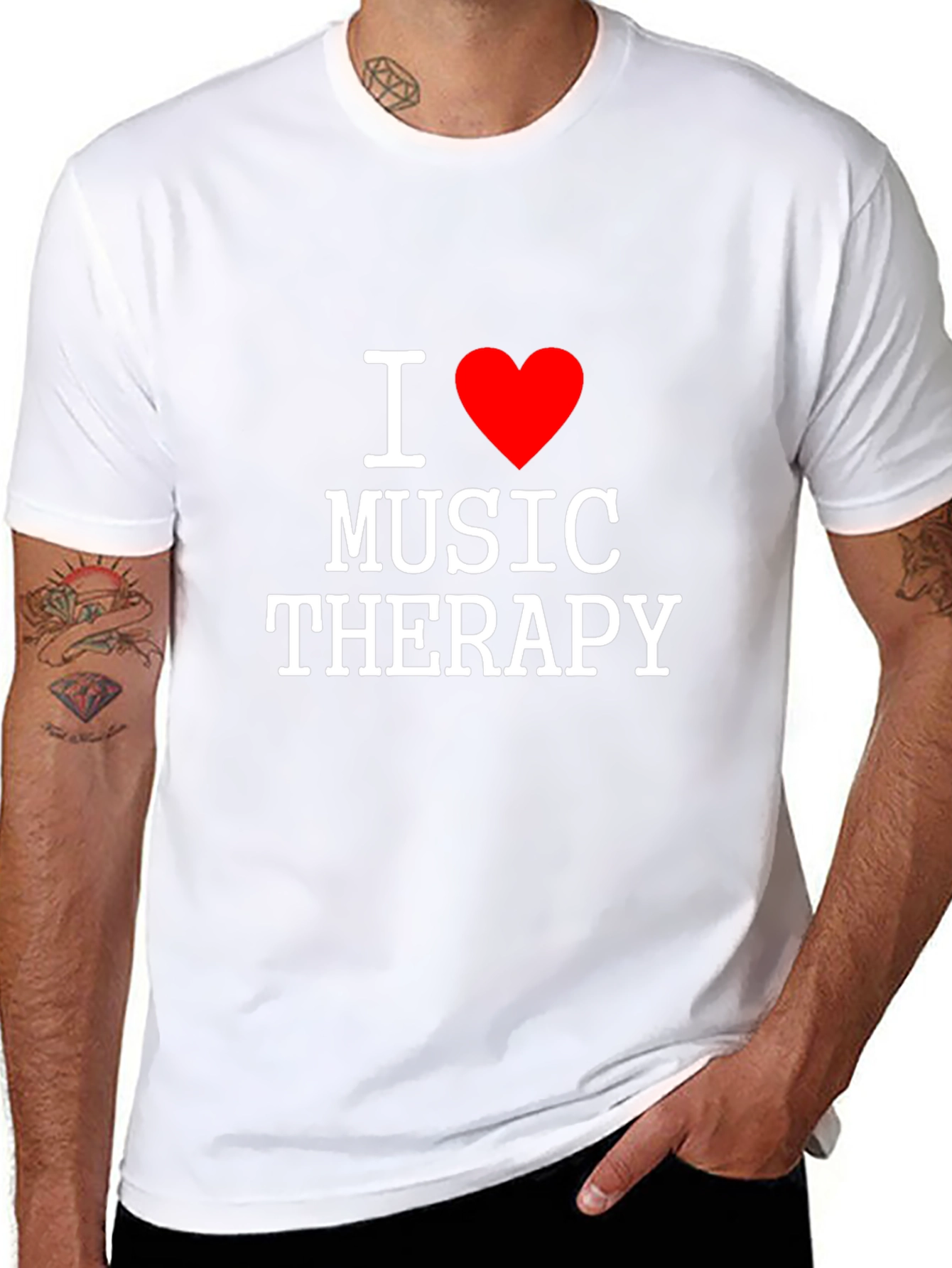I Love Music Therapy T-Shirt - Black Cotton Tee