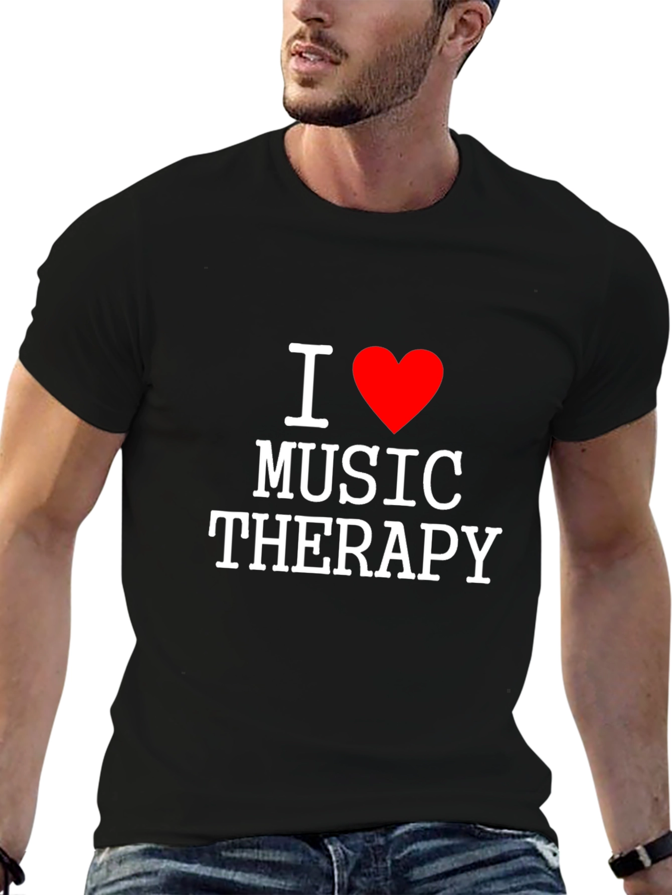 I Love Music Therapy T-Shirt - Black Cotton Tee