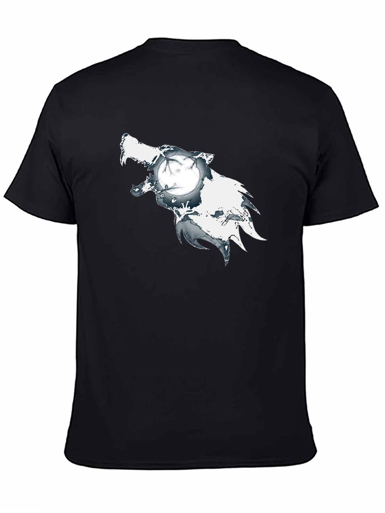 Wolf Moon Graphic Print Black T-Shirt