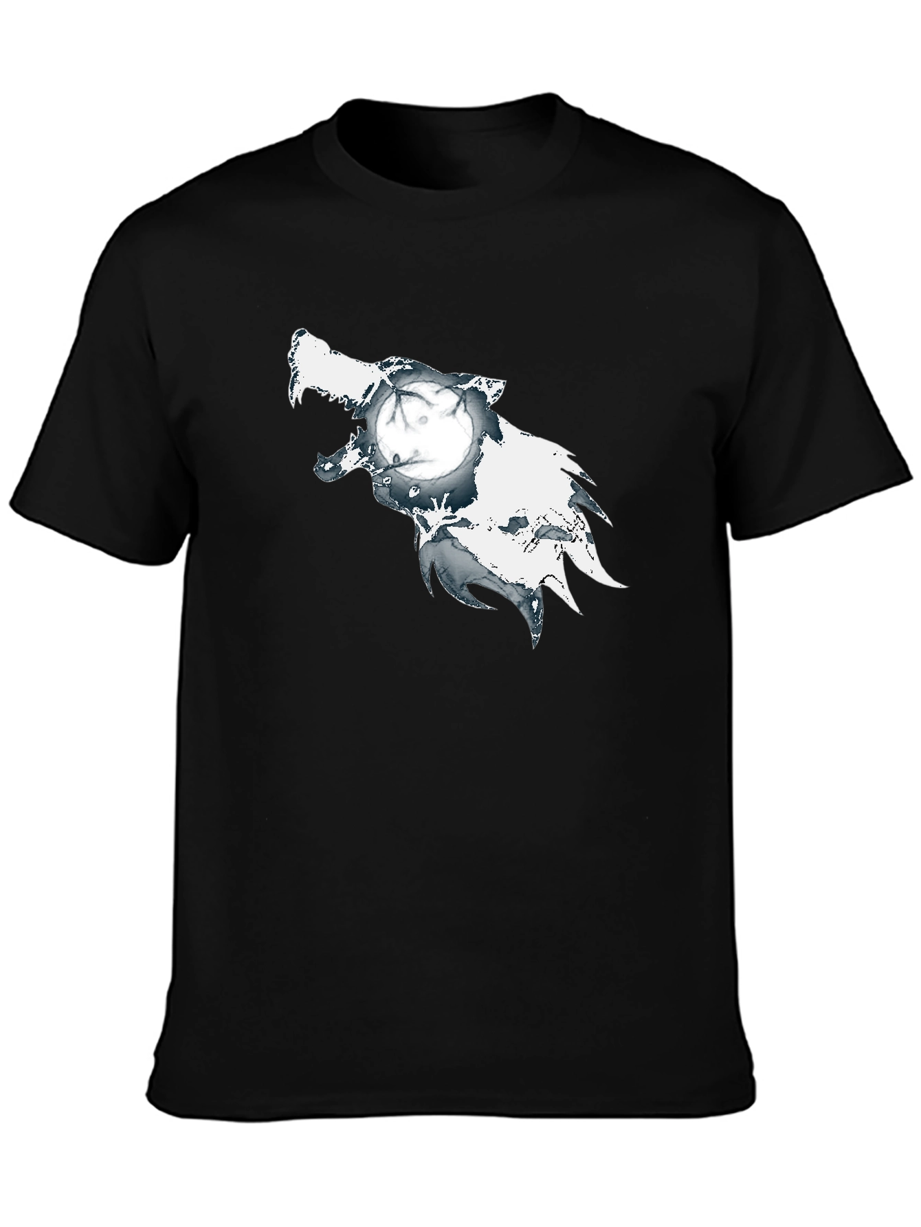 Wolf Moon Graphic Print Black T-Shirt