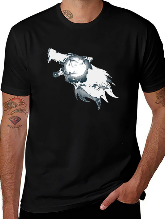 Wolf Moon Graphic Print Black T-Shirt