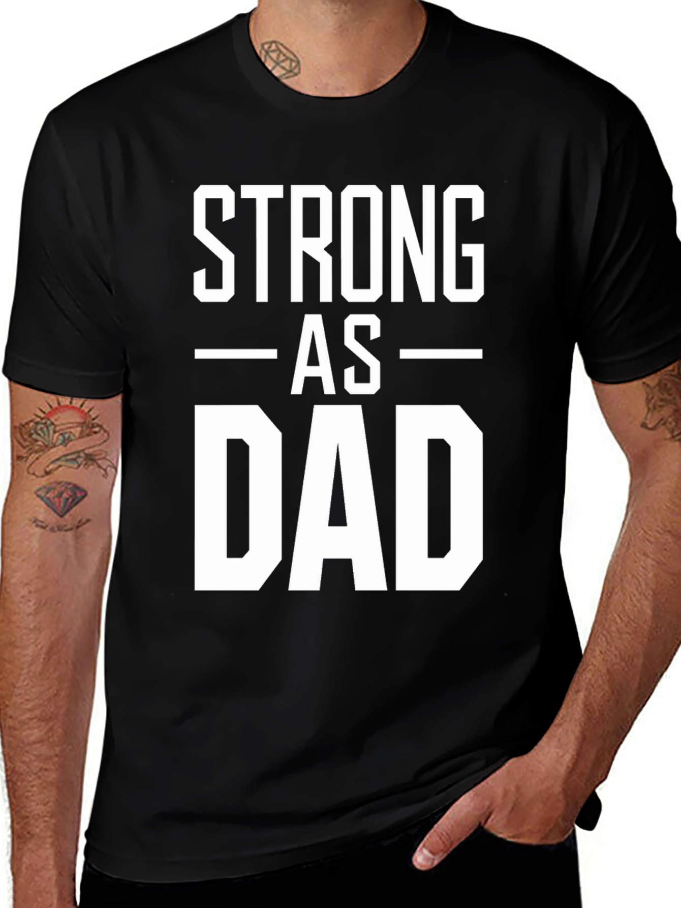 Strong As Dad Graphic Tee - Mens Black T-Shirt