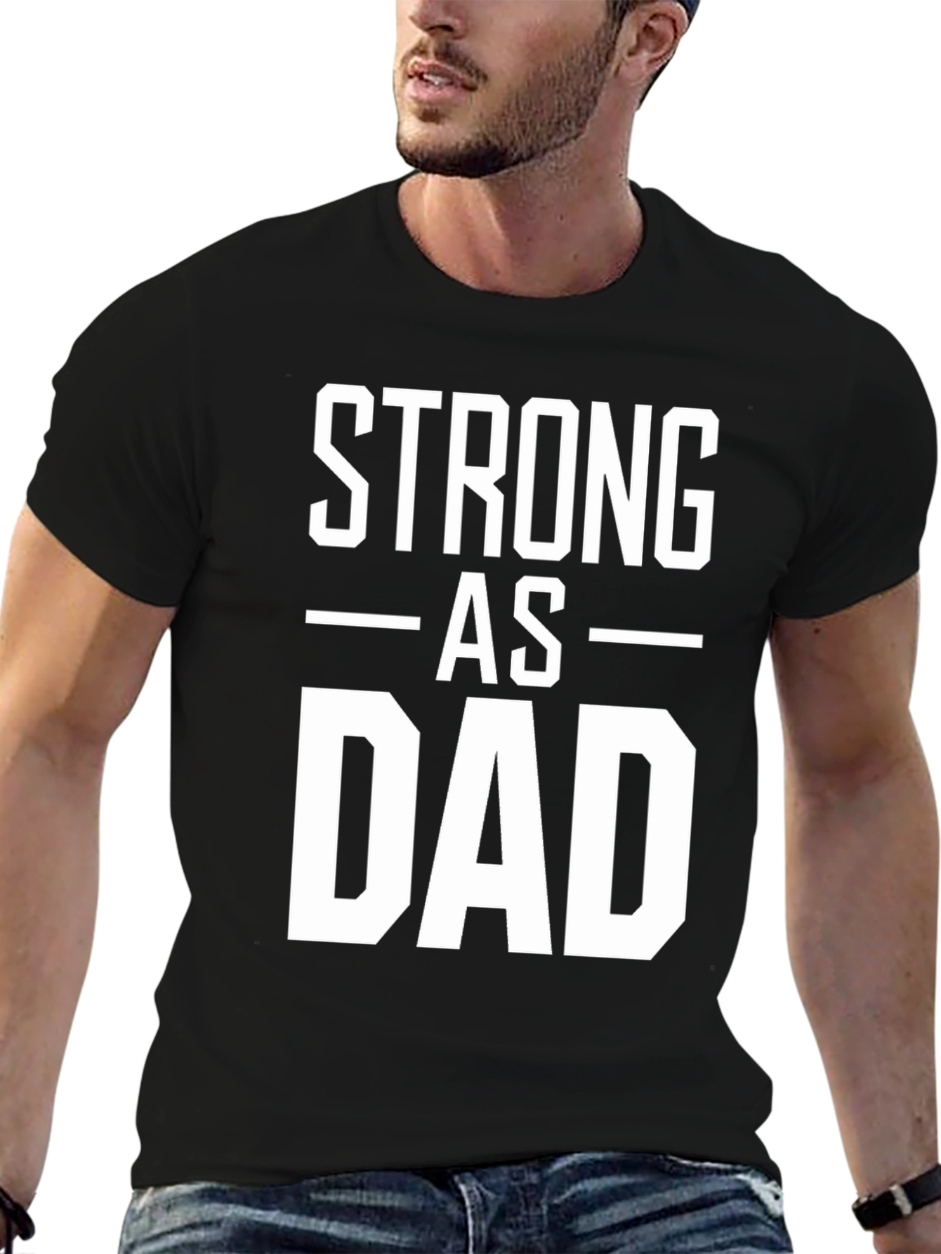 Strong As Dad Graphic Tee - Mens Black T-Shirt
