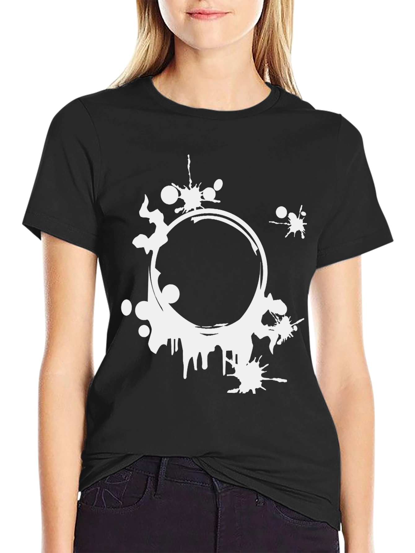 Abstract Circle Graphic Print Mens Black T-Shirt