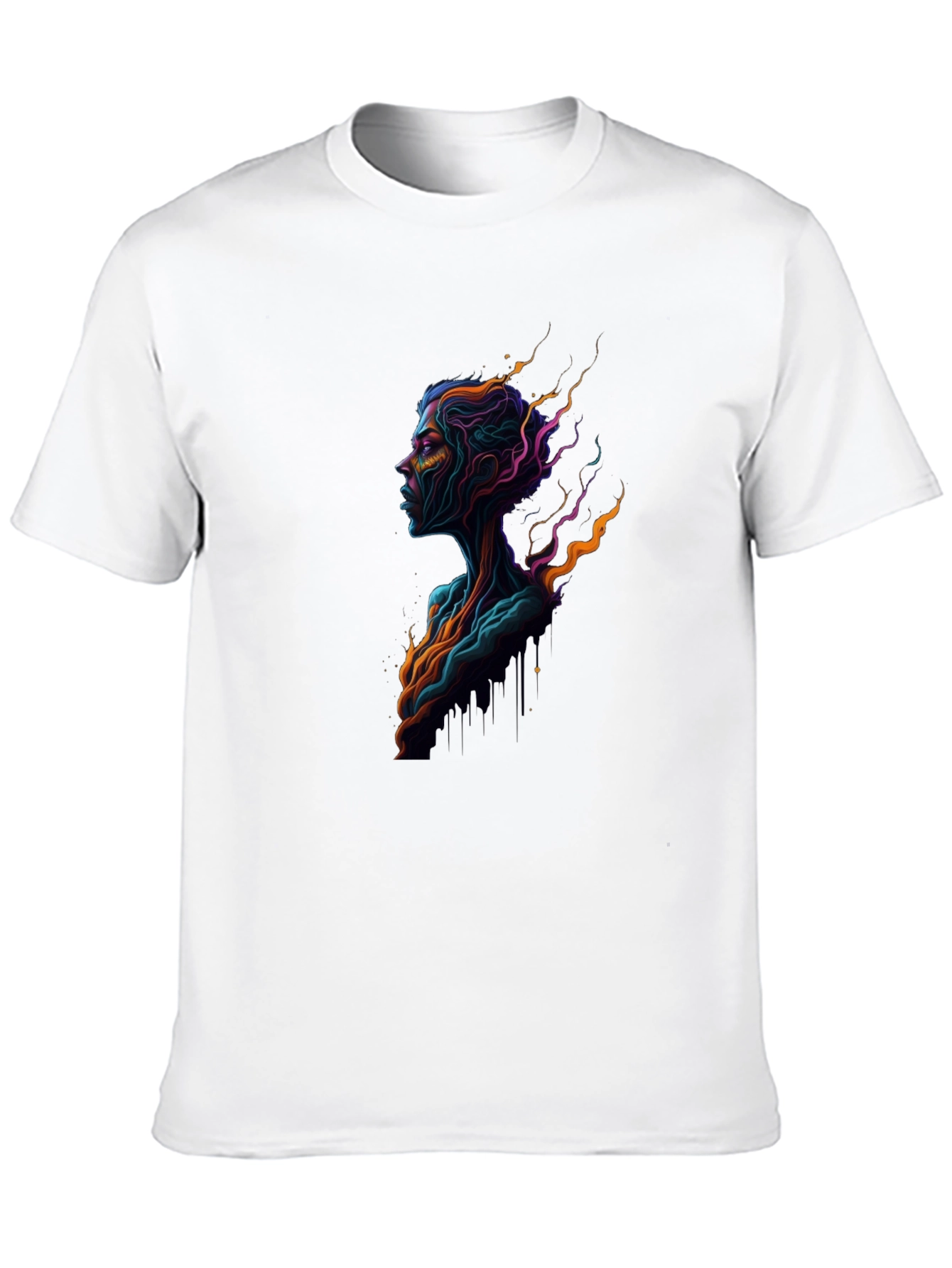 Abstract Neon Portrait Black Tee