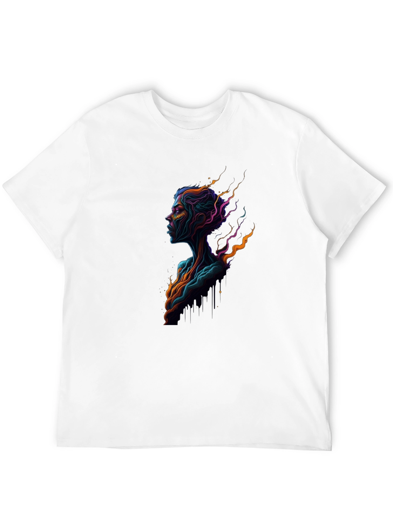 Abstract Neon Portrait Black Tee