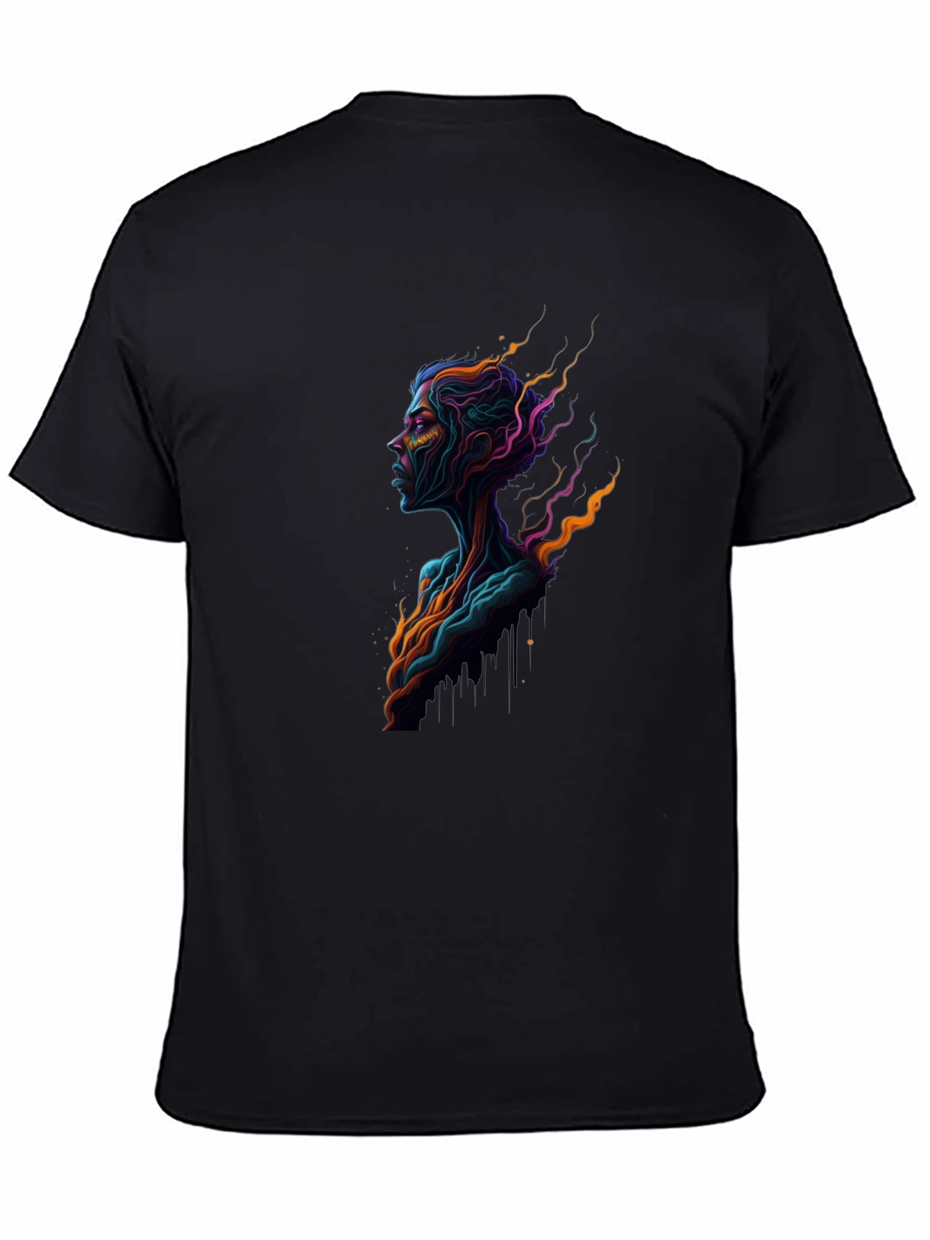Abstract Neon Portrait Black Tee