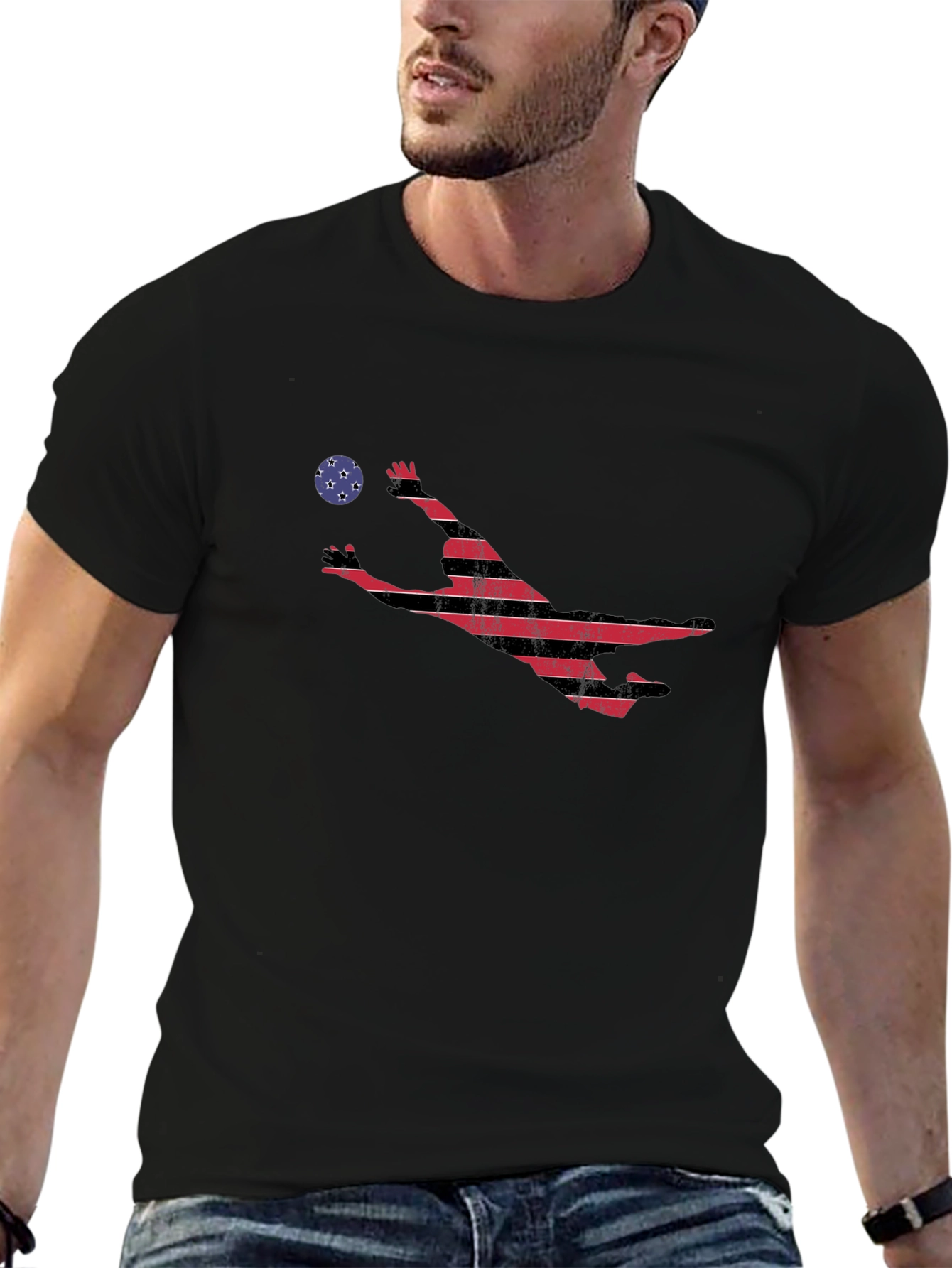 Volleyball Player Graphic Tee - American Flag Style