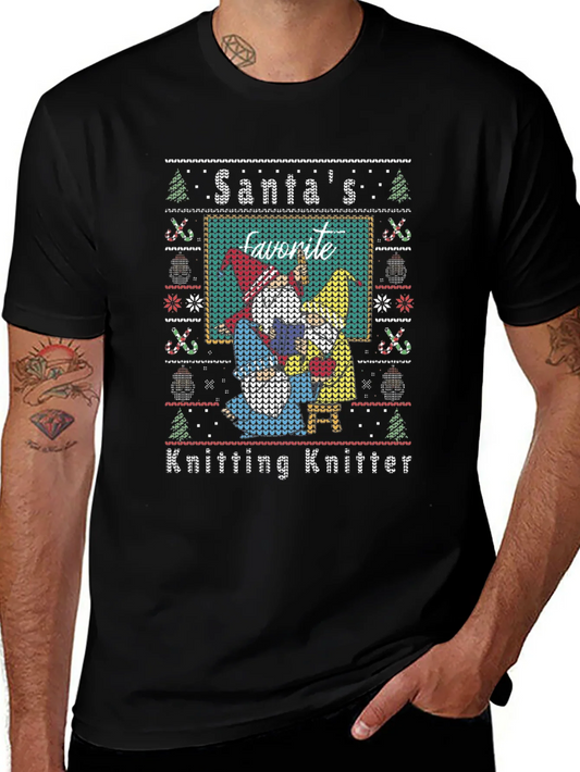 Santas Favorite Knitting Knitter Ugly Christmas T-Shirt