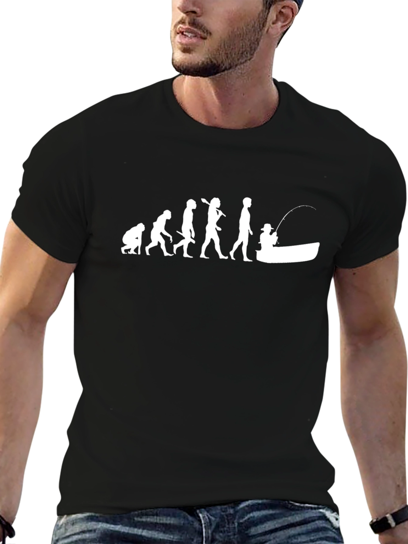 Evolution of Fishing T-Shirt - Black Graphic Tee