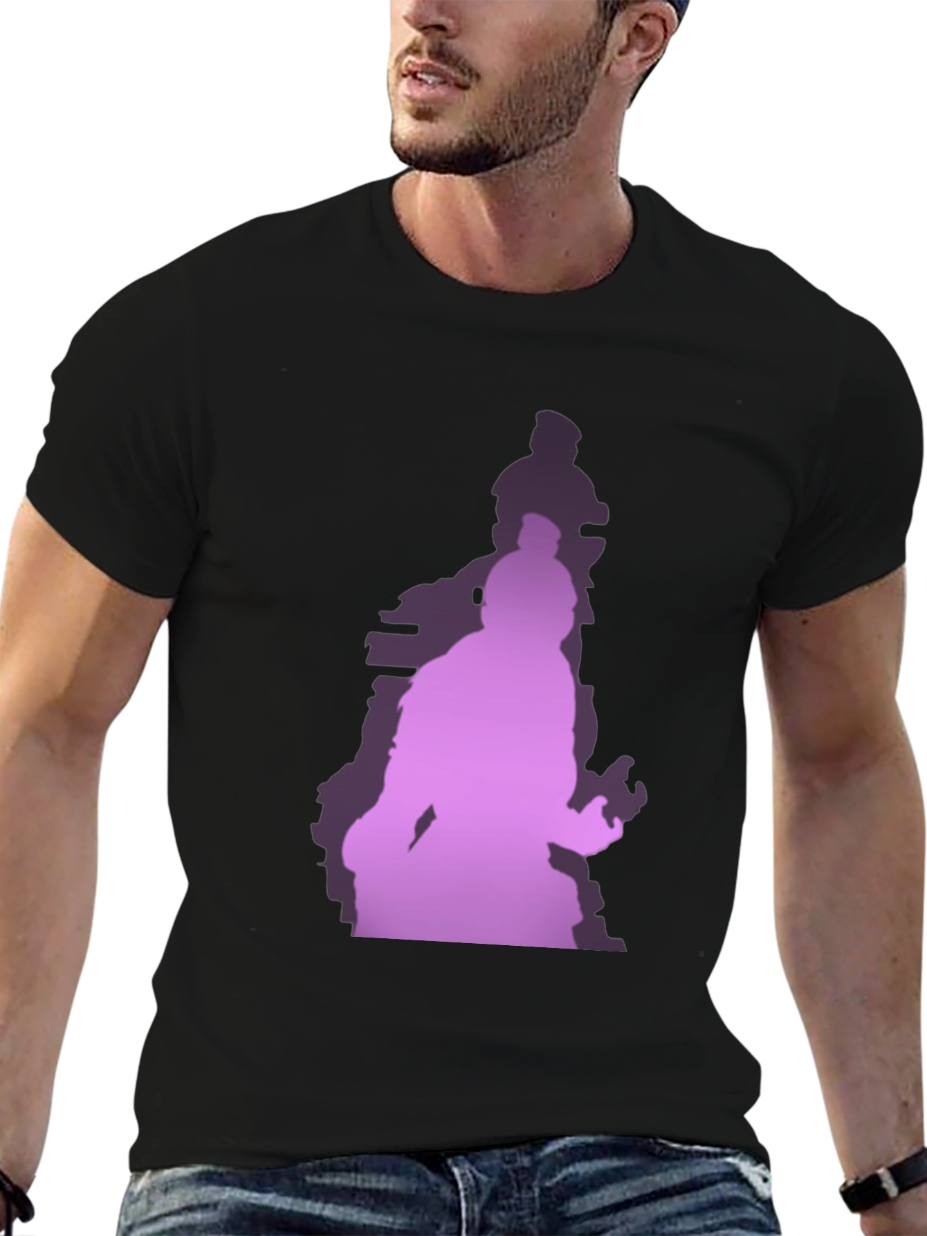 Gradient Silhouette Graphic Black T-Shirt