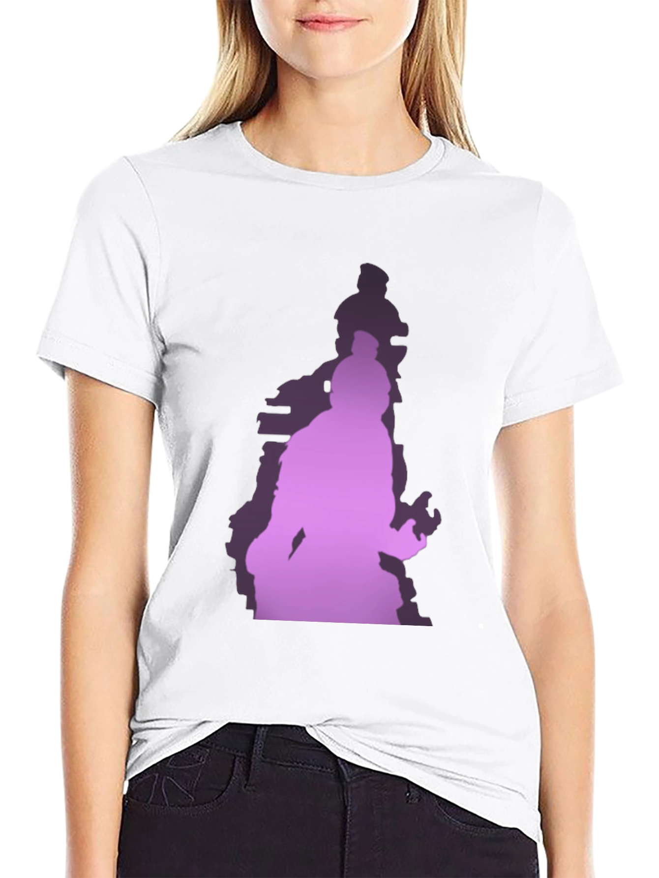 Gradient Silhouette Graphic Black T-Shirt