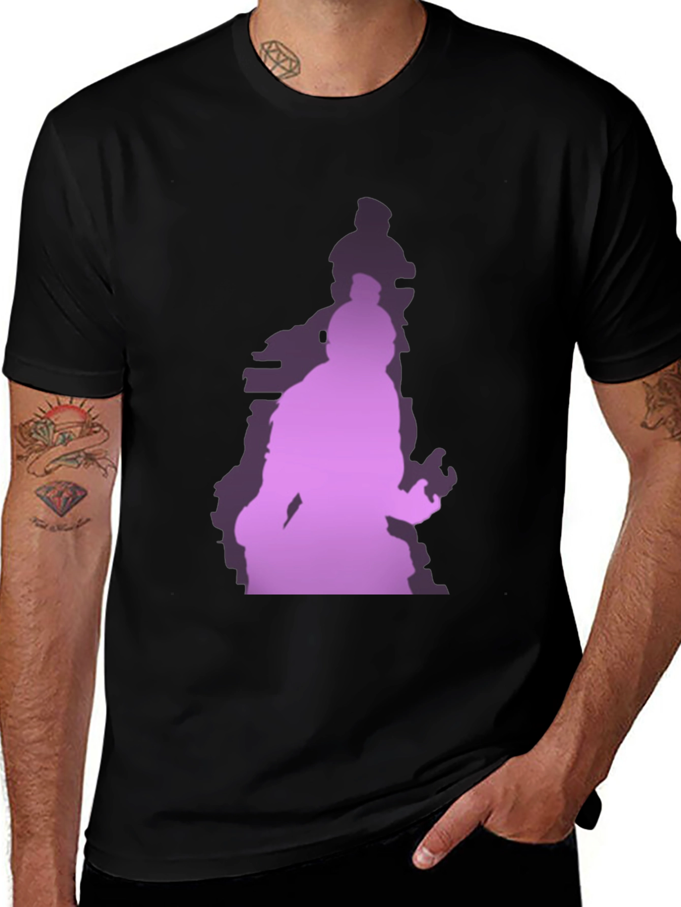 Gradient Silhouette Graphic Black T-Shirt