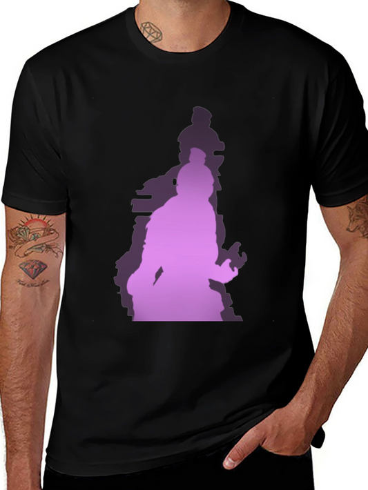 Gradient Silhouette Graphic Black T-Shirt