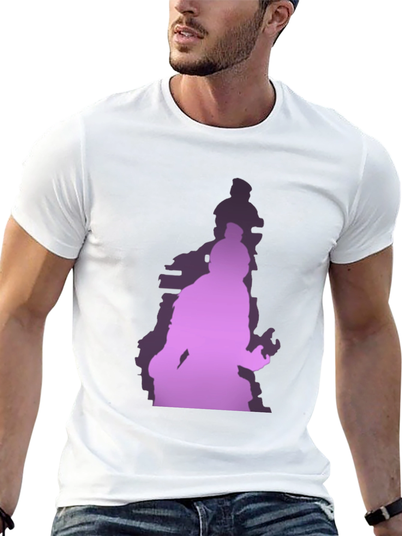 Gradient Silhouette Graphic Black T-Shirt