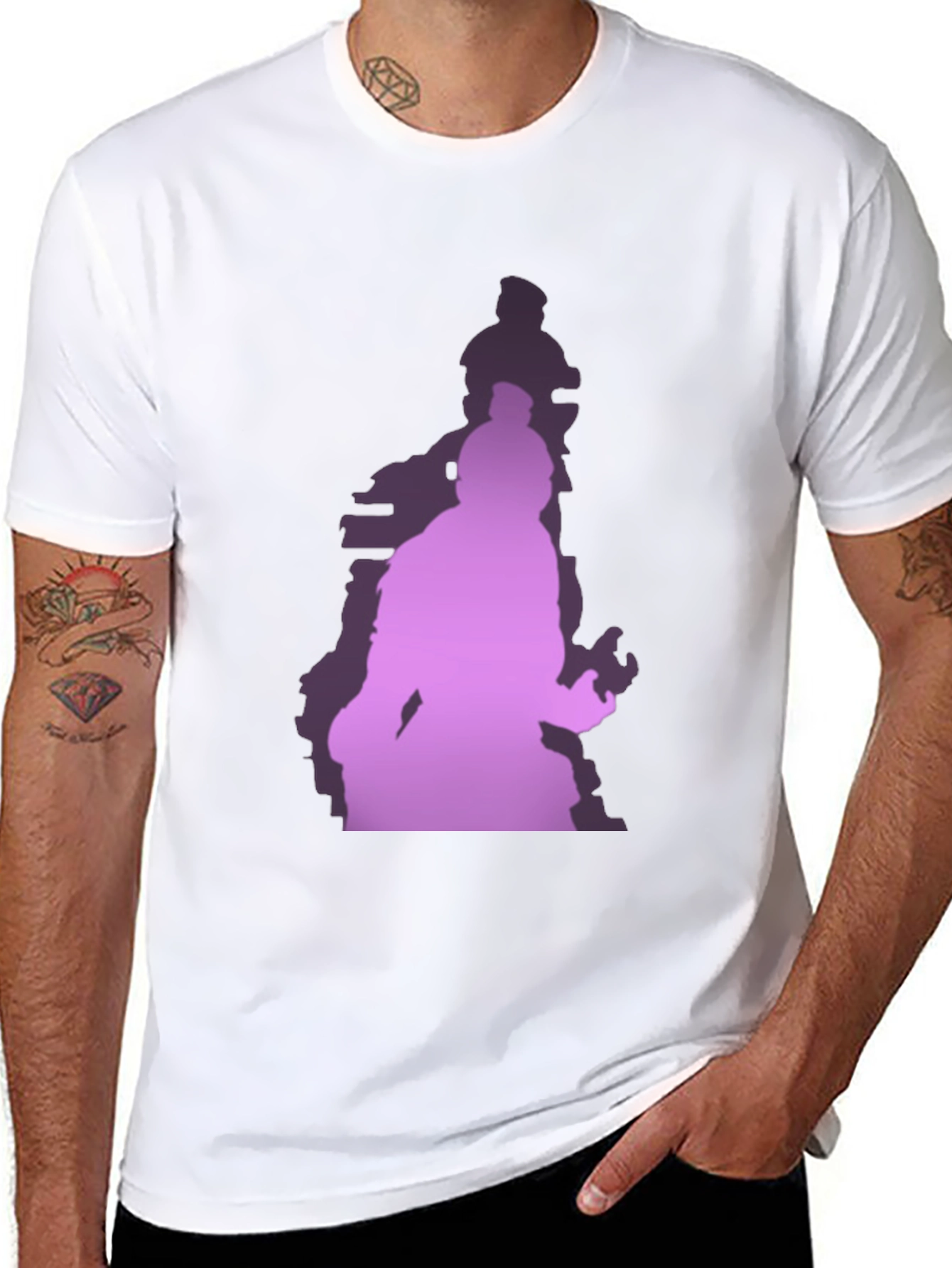 Gradient Silhouette Graphic Black T-Shirt