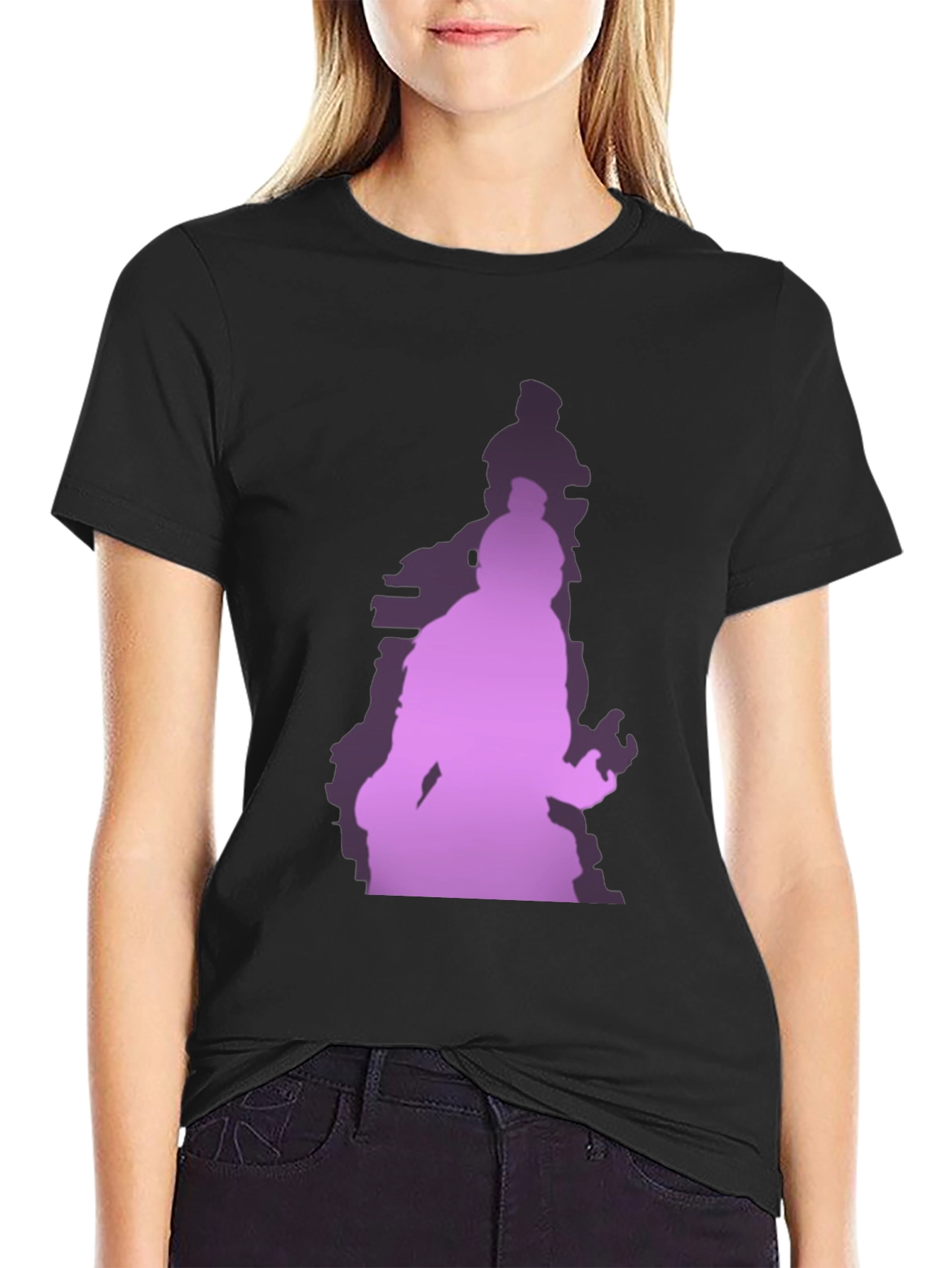 Gradient Silhouette Graphic Black T-Shirt