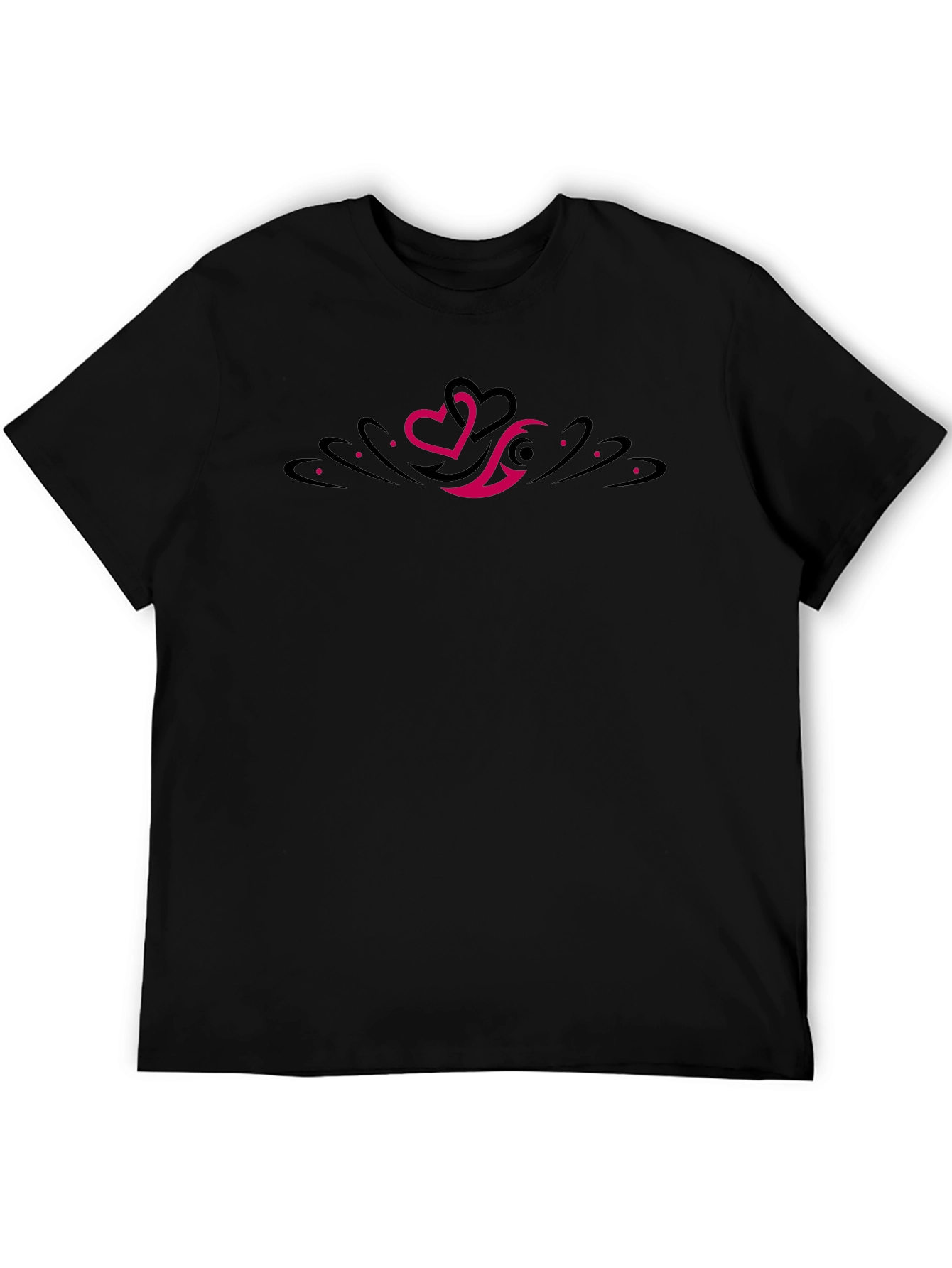 Mens Black Graphic Tee - Tribal Heart Design