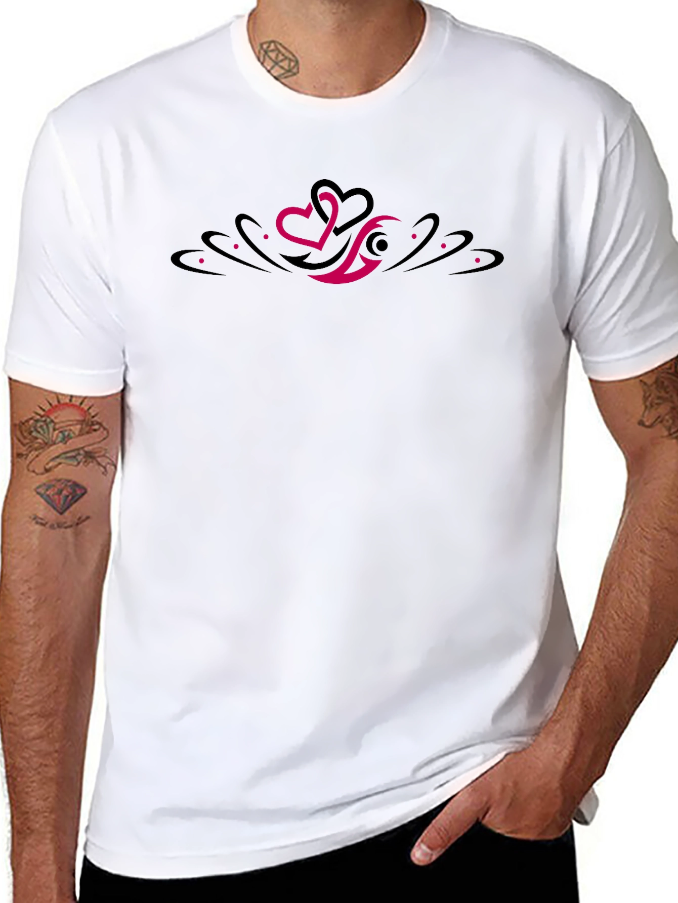 Mens Black Graphic Tee - Tribal Heart Design
