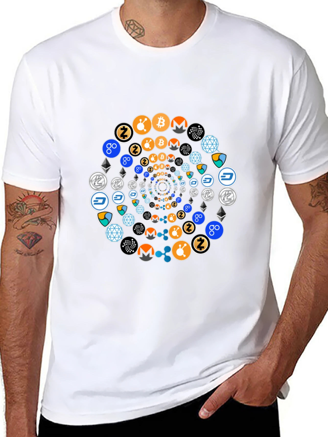 Crypto Coin Swirl Black T-Shirt