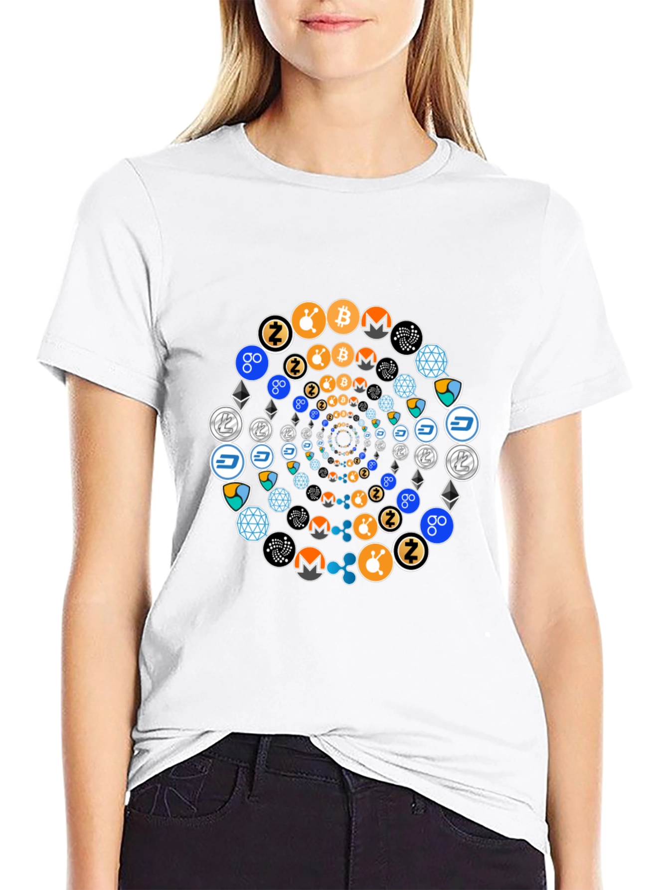 Crypto Coin Swirl Black T-Shirt
