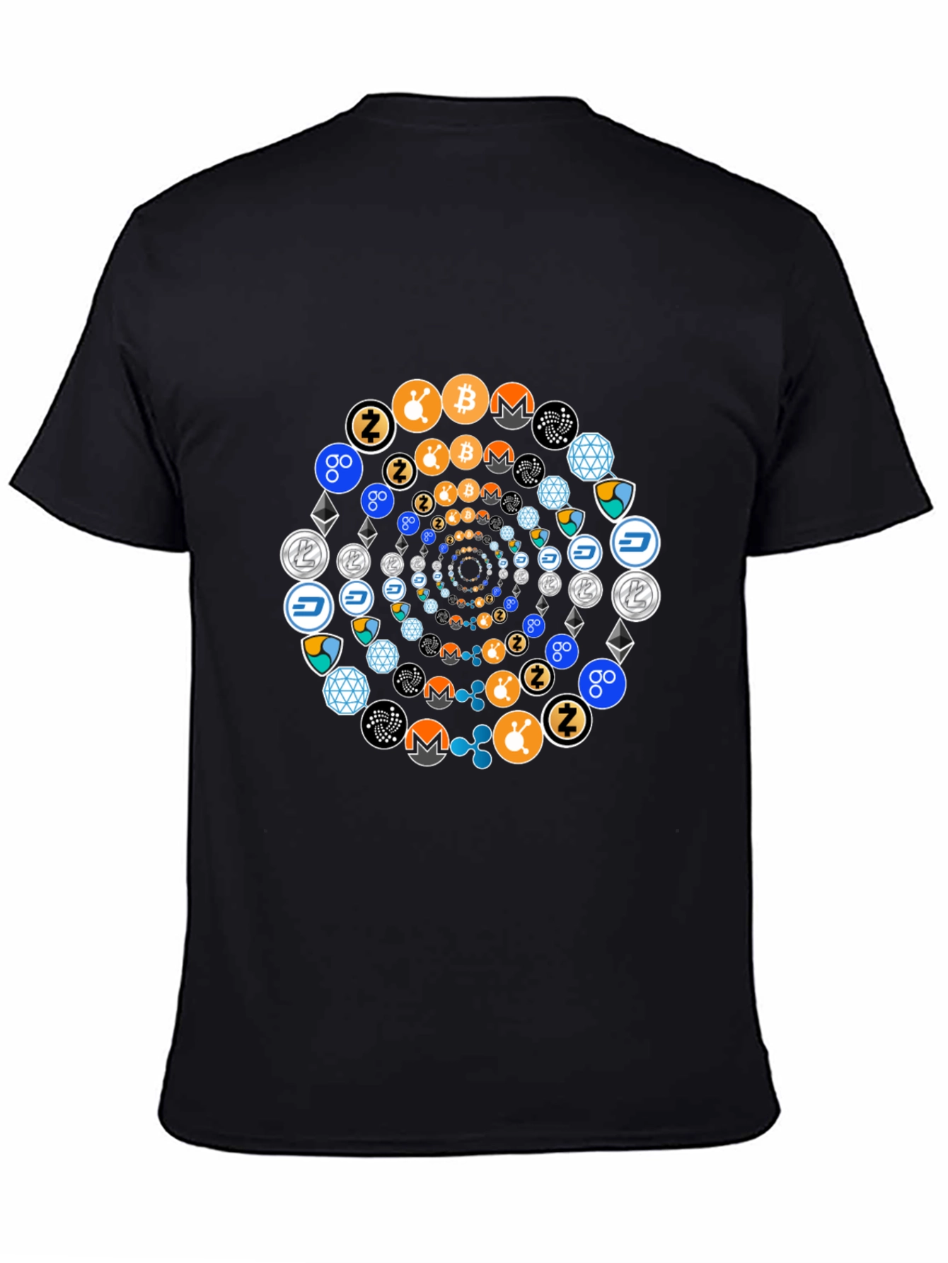Crypto Coin Swirl Black T-Shirt