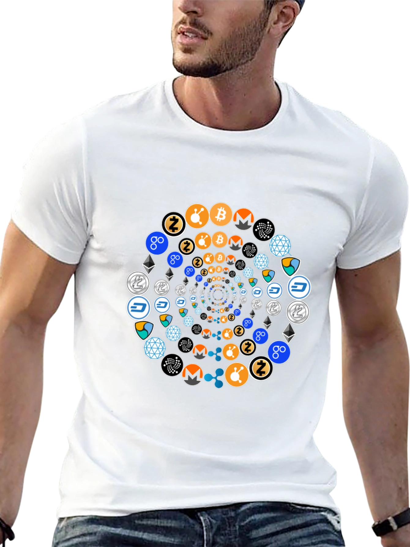 Crypto Coin Swirl Black T-Shirt