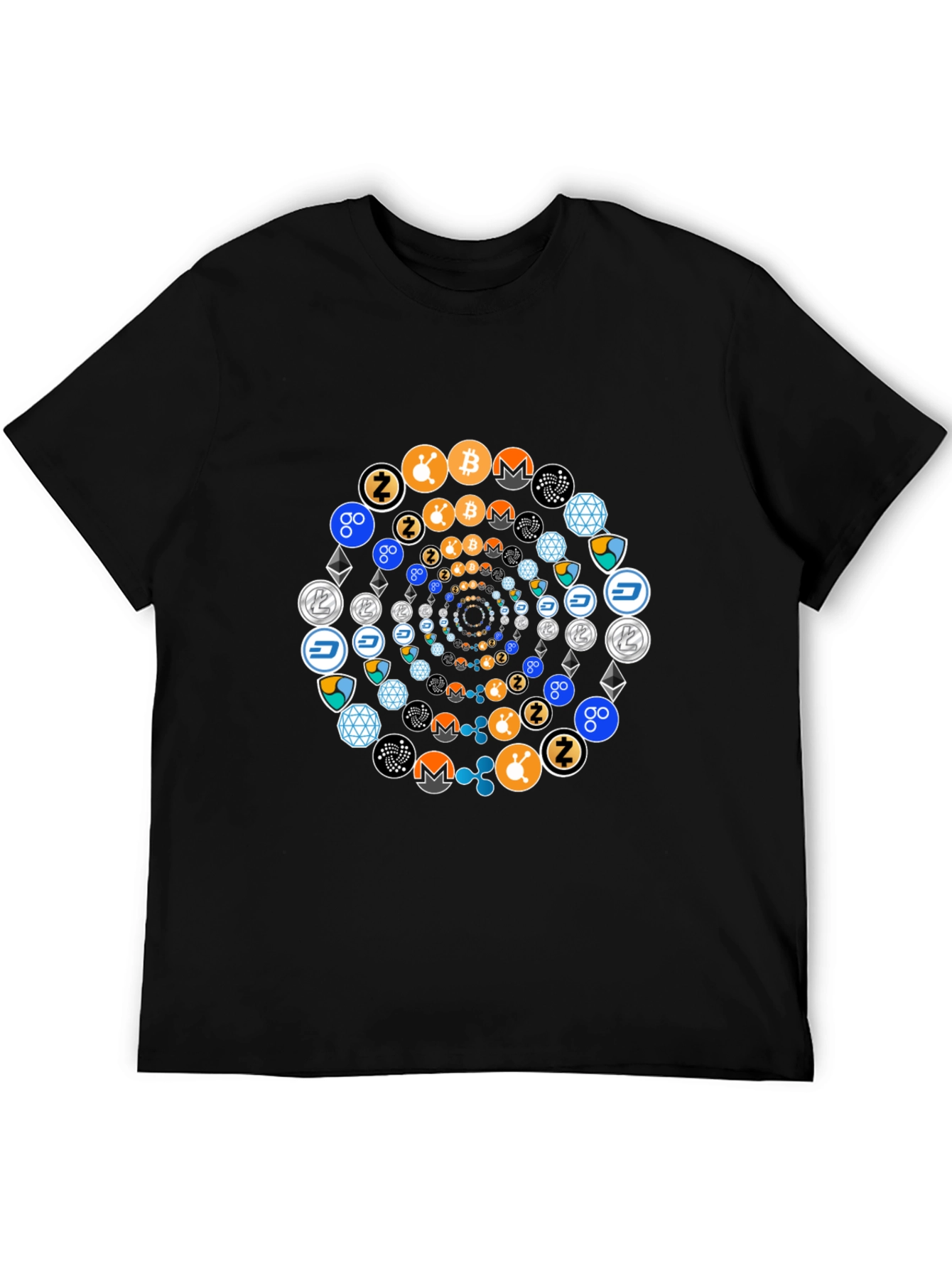 Crypto Coin Swirl Black T-Shirt