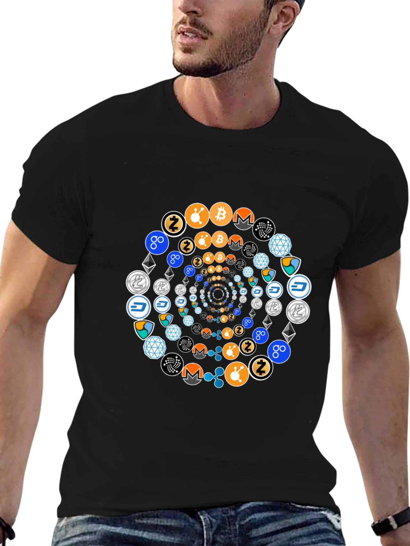Crypto Coin Swirl Black T-Shirt