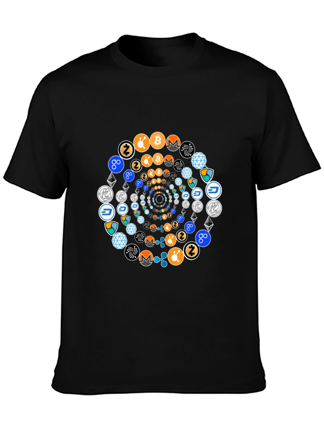 Crypto Coin Swirl Black T-Shirt