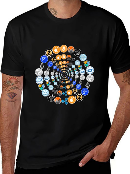 Crypto Coin Swirl Black T-Shirt