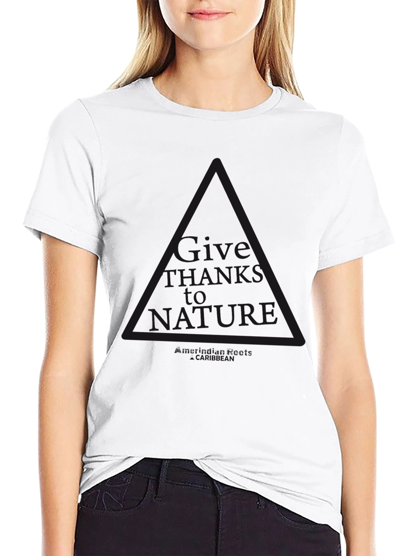 Mens Black Graphic Tee: Give Thanks to Nature