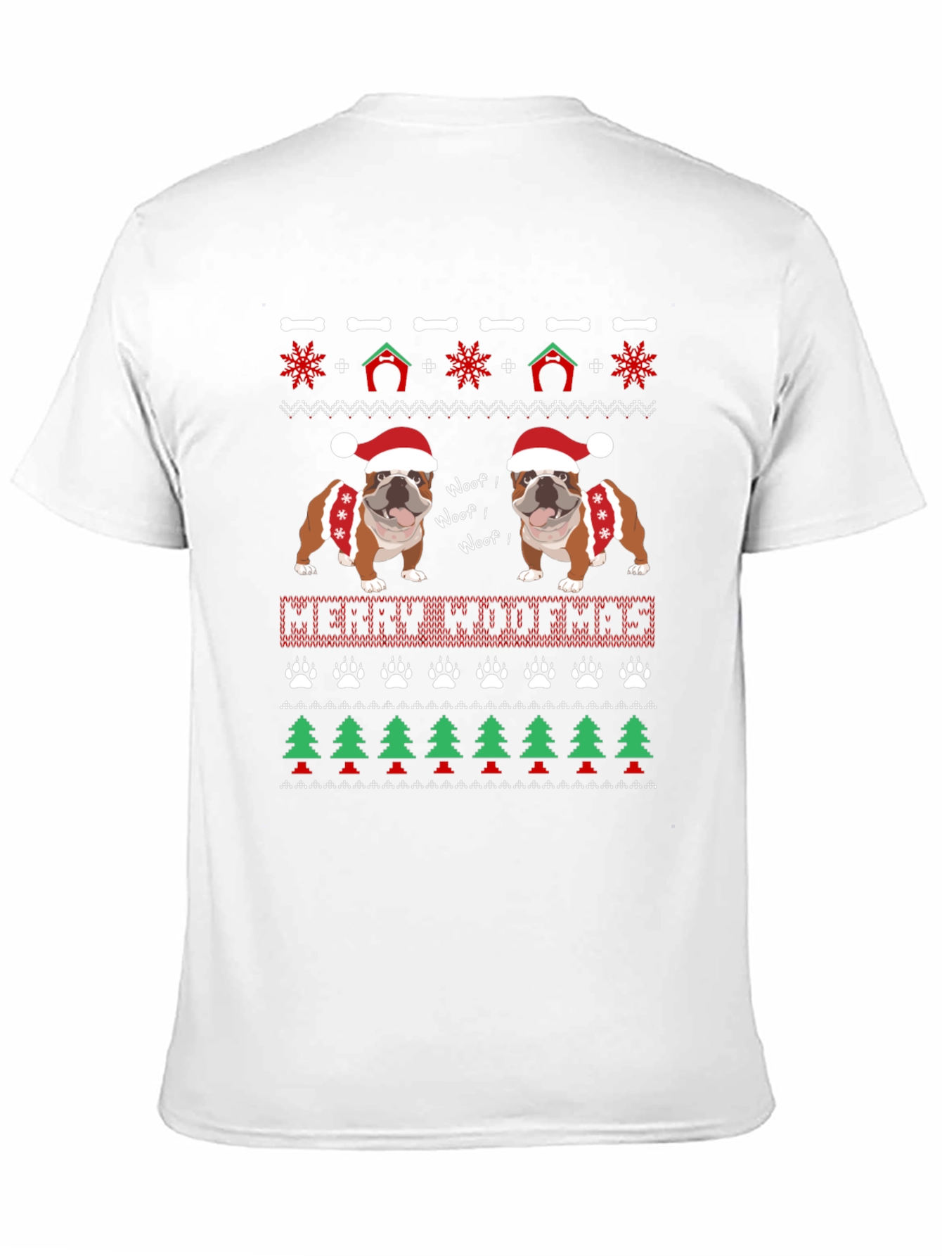 Merry Woofmas Bulldog Christmas Ugly Sweater T-Shirt