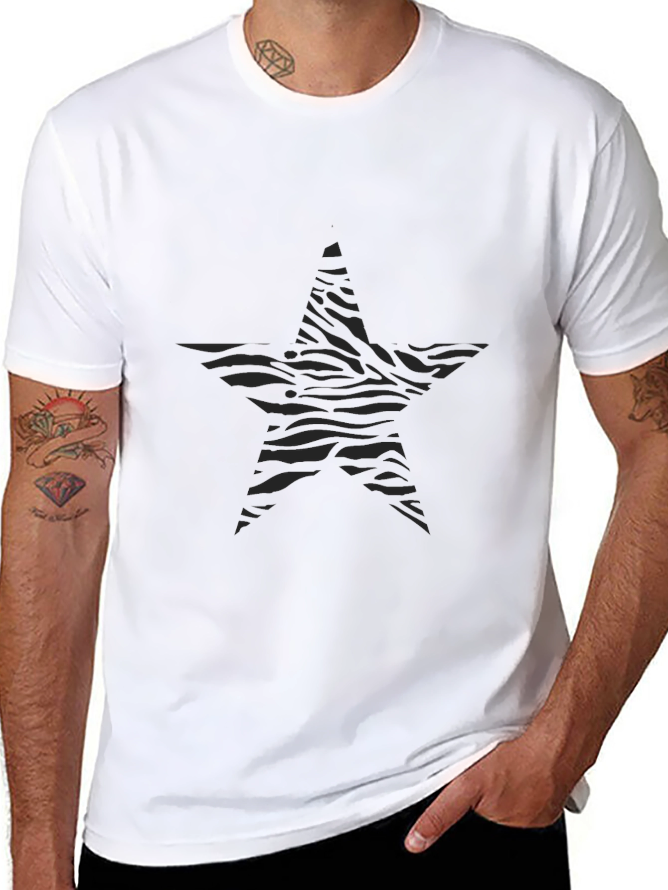 Zebra Star Graphic Black T-Shirt
