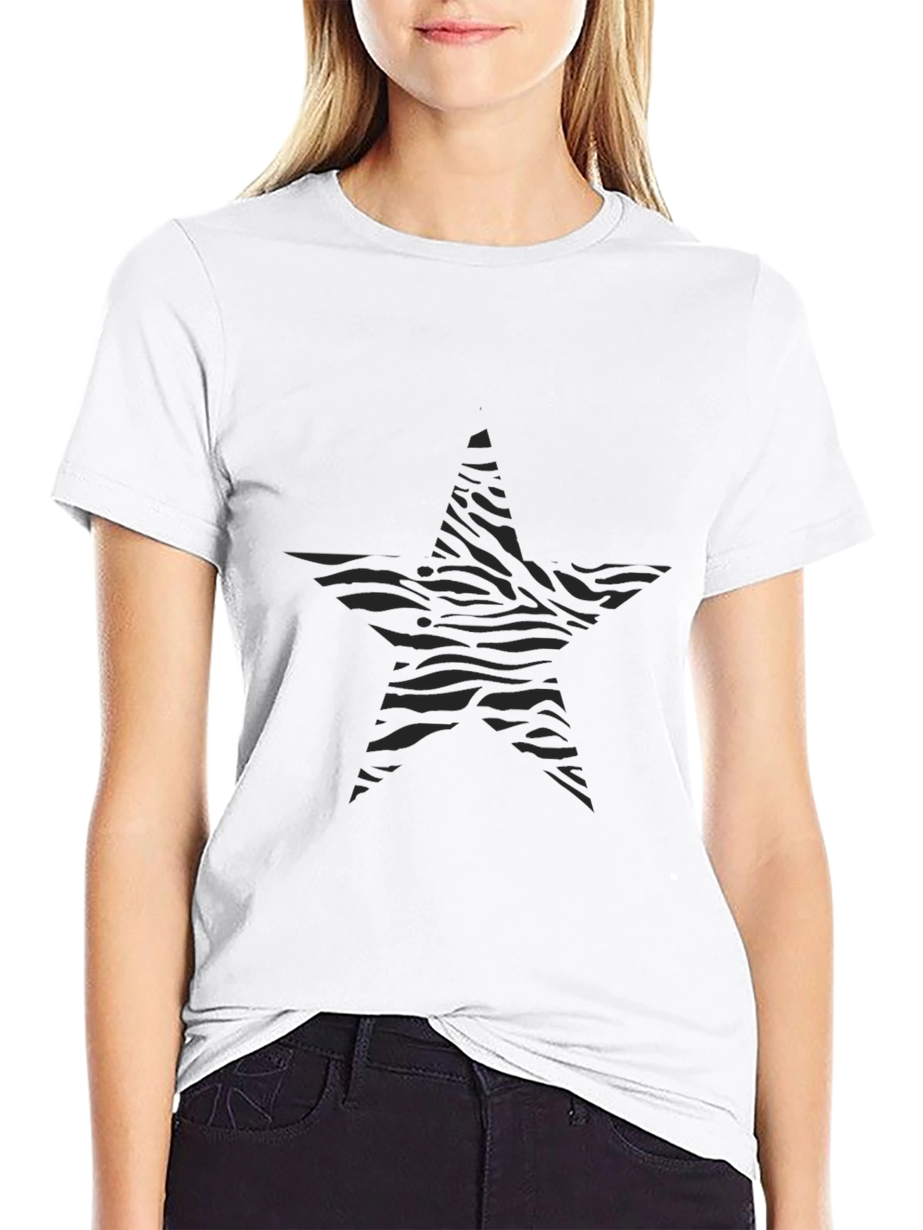 Zebra Star Graphic Black T-Shirt