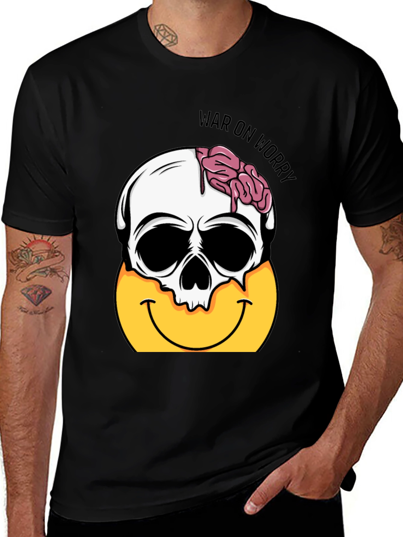 War On Worry Skull Emoji Graphic T-Shirt