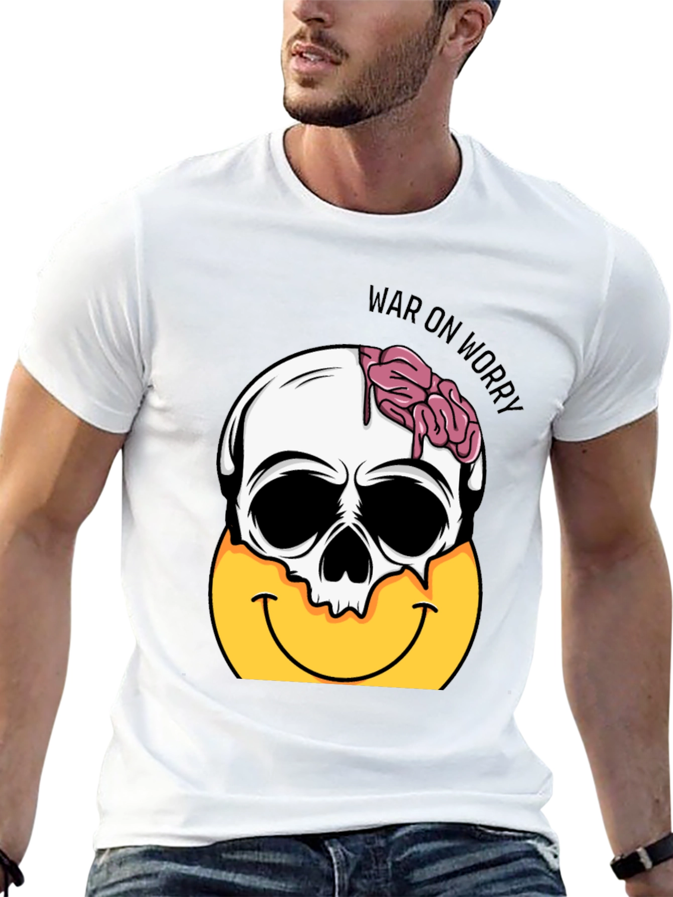 War On Worry Skull Emoji Graphic T-Shirt