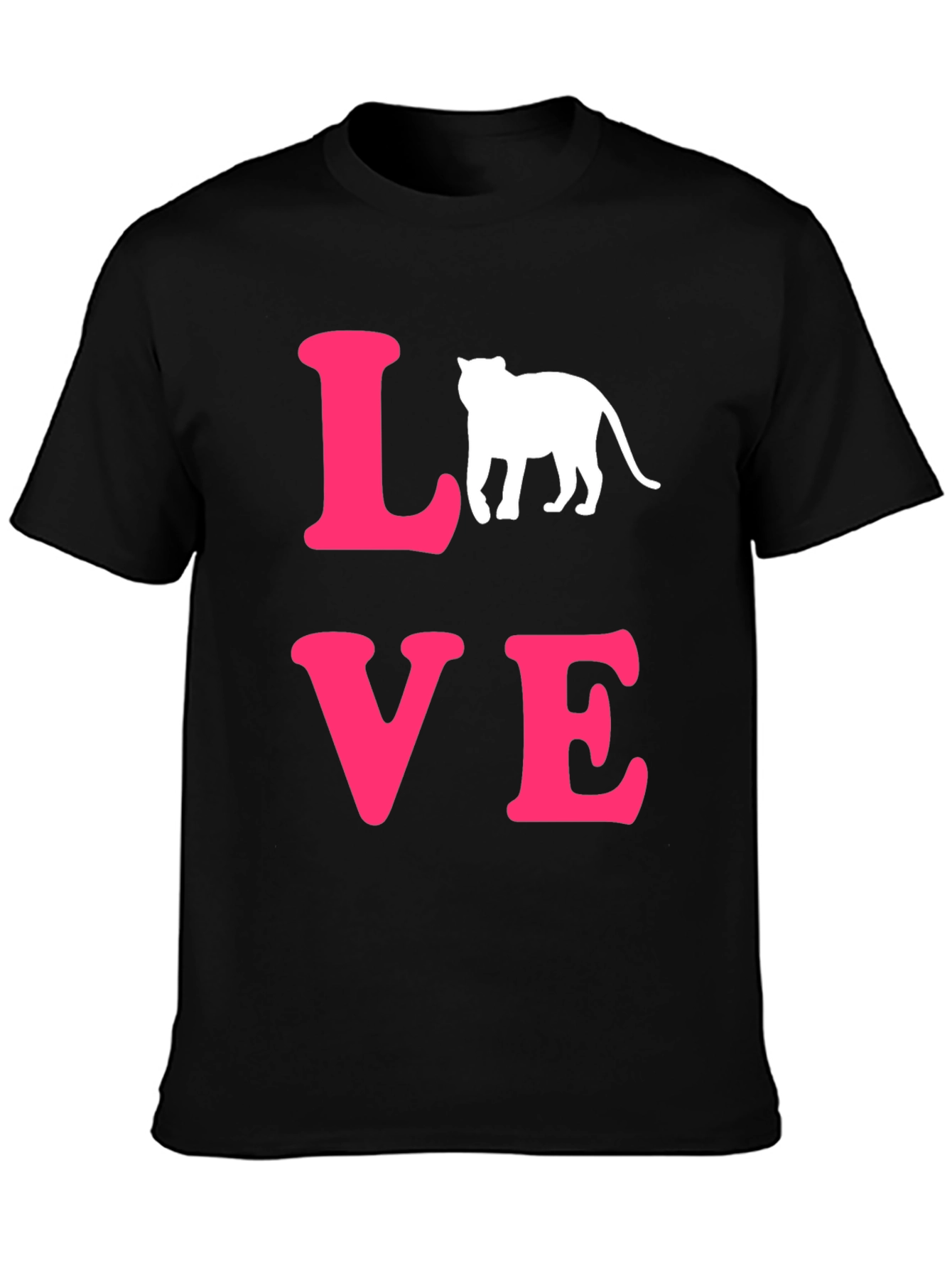 LOVE Cat Graphic T-Shirt - Trendy Black Tee