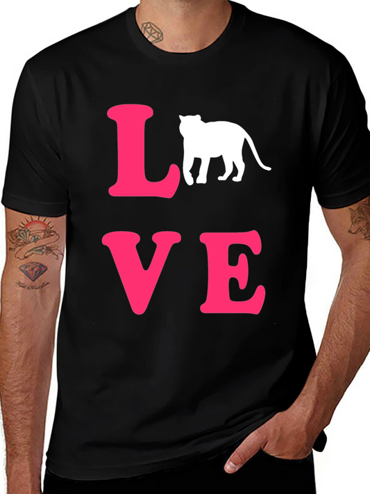 LOVE Cat Graphic T-Shirt - Trendy Black Tee