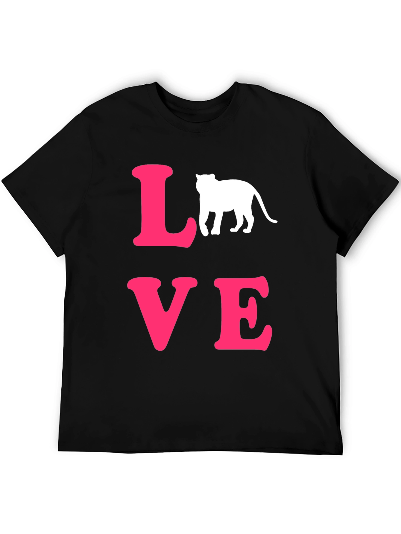 LOVE Cat Graphic T-Shirt - Trendy Black Tee