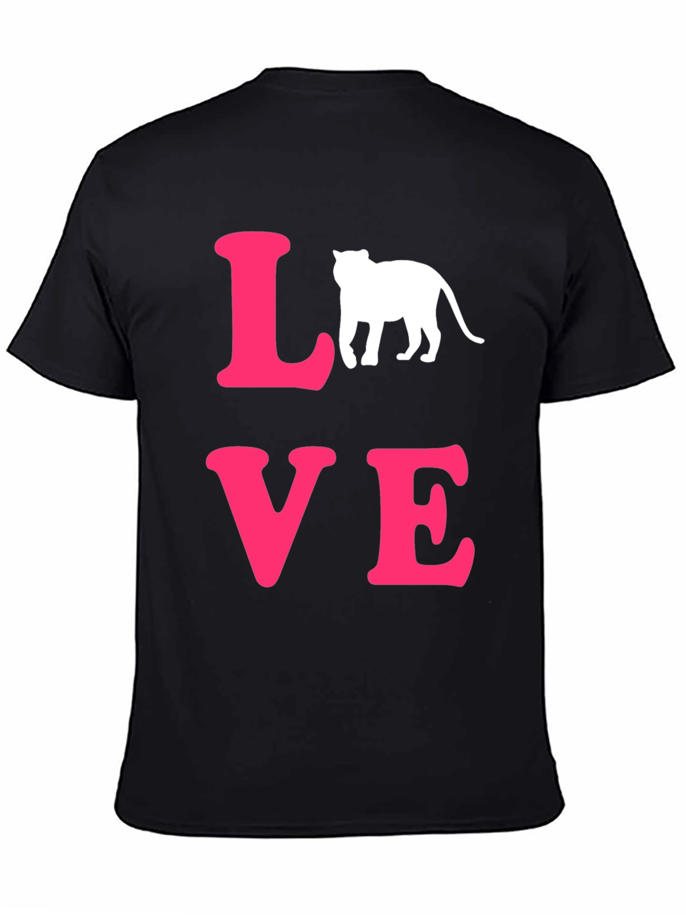 LOVE Cat Graphic T-Shirt - Trendy Black Tee