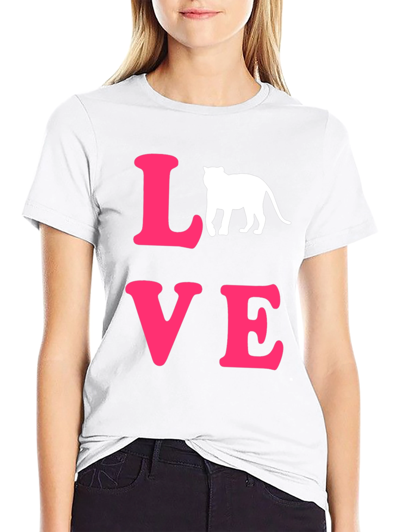 LOVE Cat Graphic T-Shirt - Trendy Black Tee