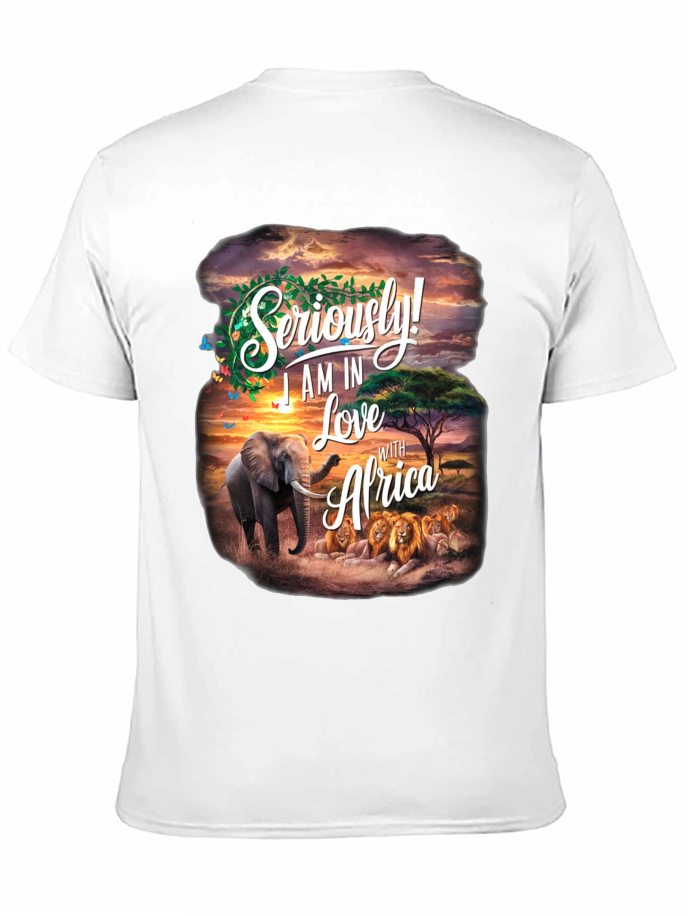 Africa Love Graphic Tee - Wildlife Elephant Lion Design