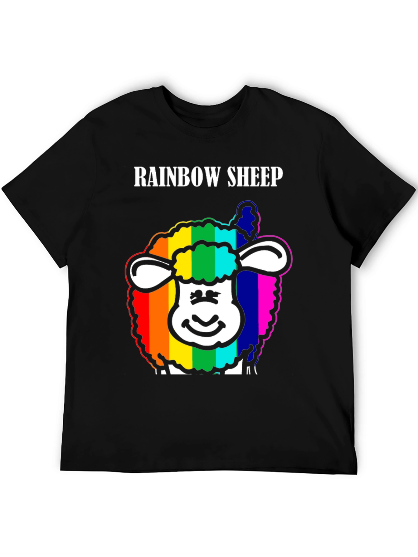Rainbow Sheep Graphic Tee - Black Cotton Blend