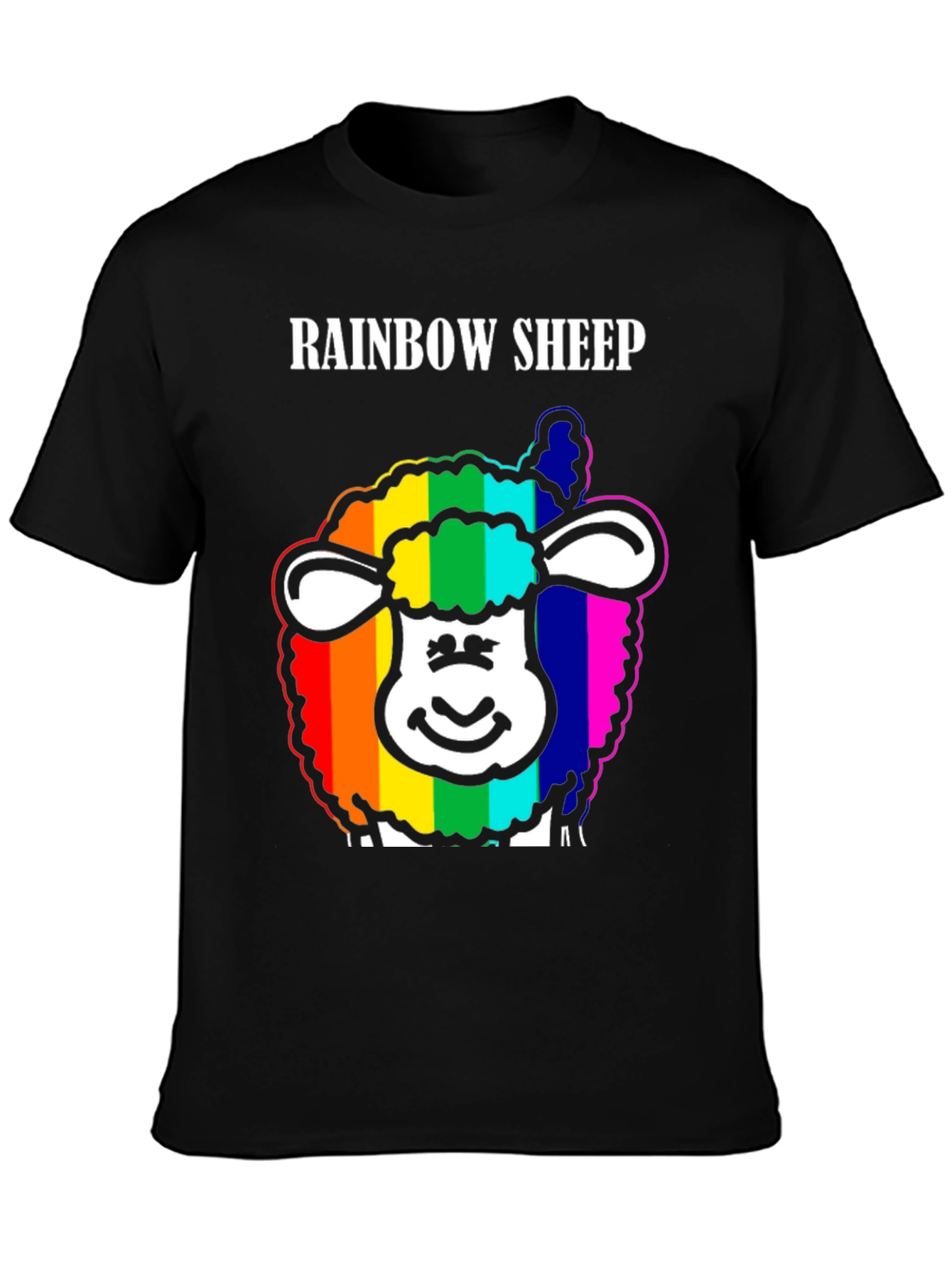 Rainbow Sheep Graphic Tee - Black Cotton Blend