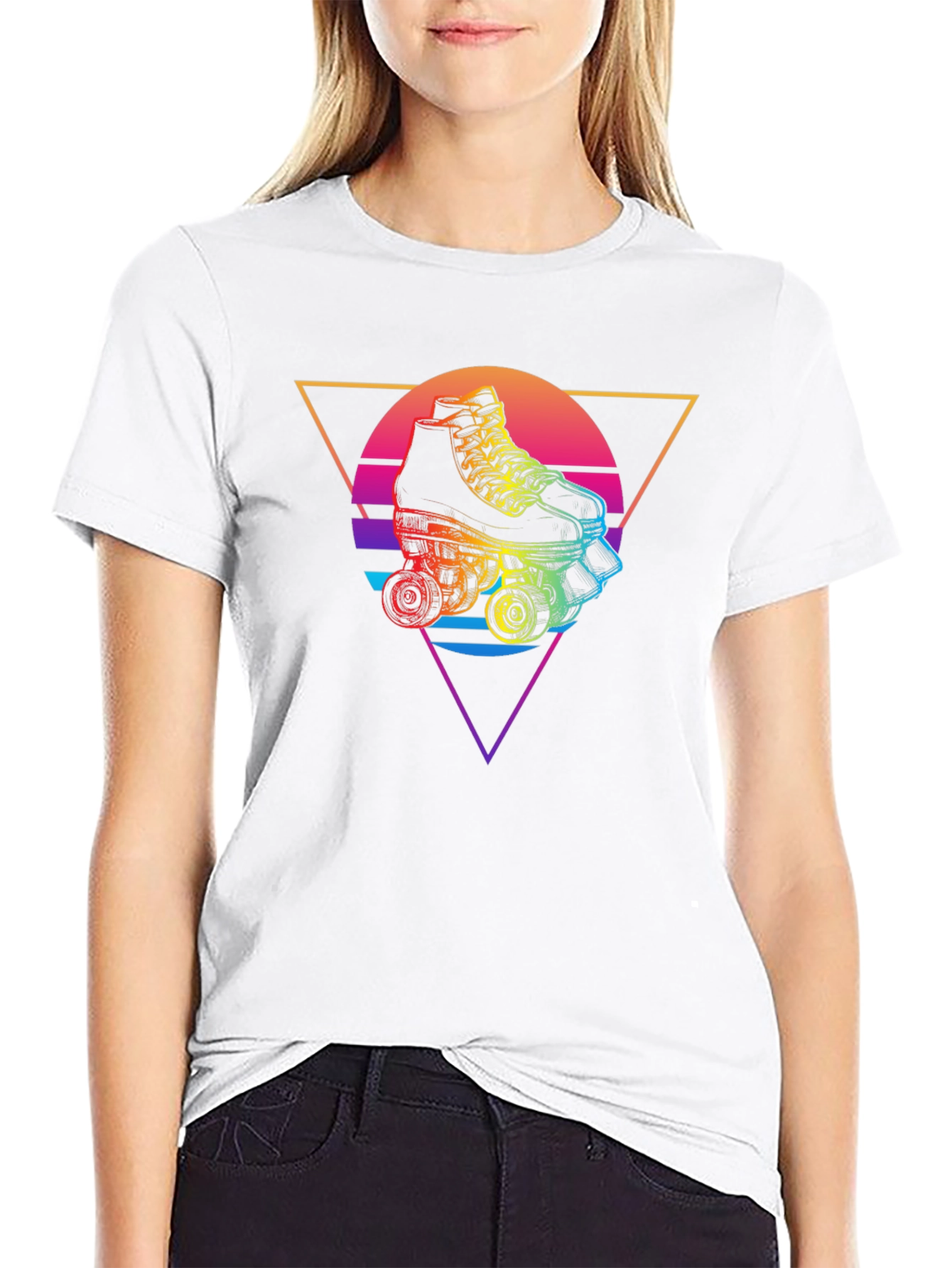 Retro Roller Skate Graphic Tee - Black